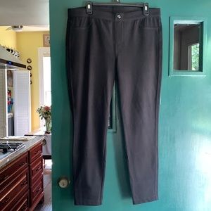 Black straight leg stretch pants.